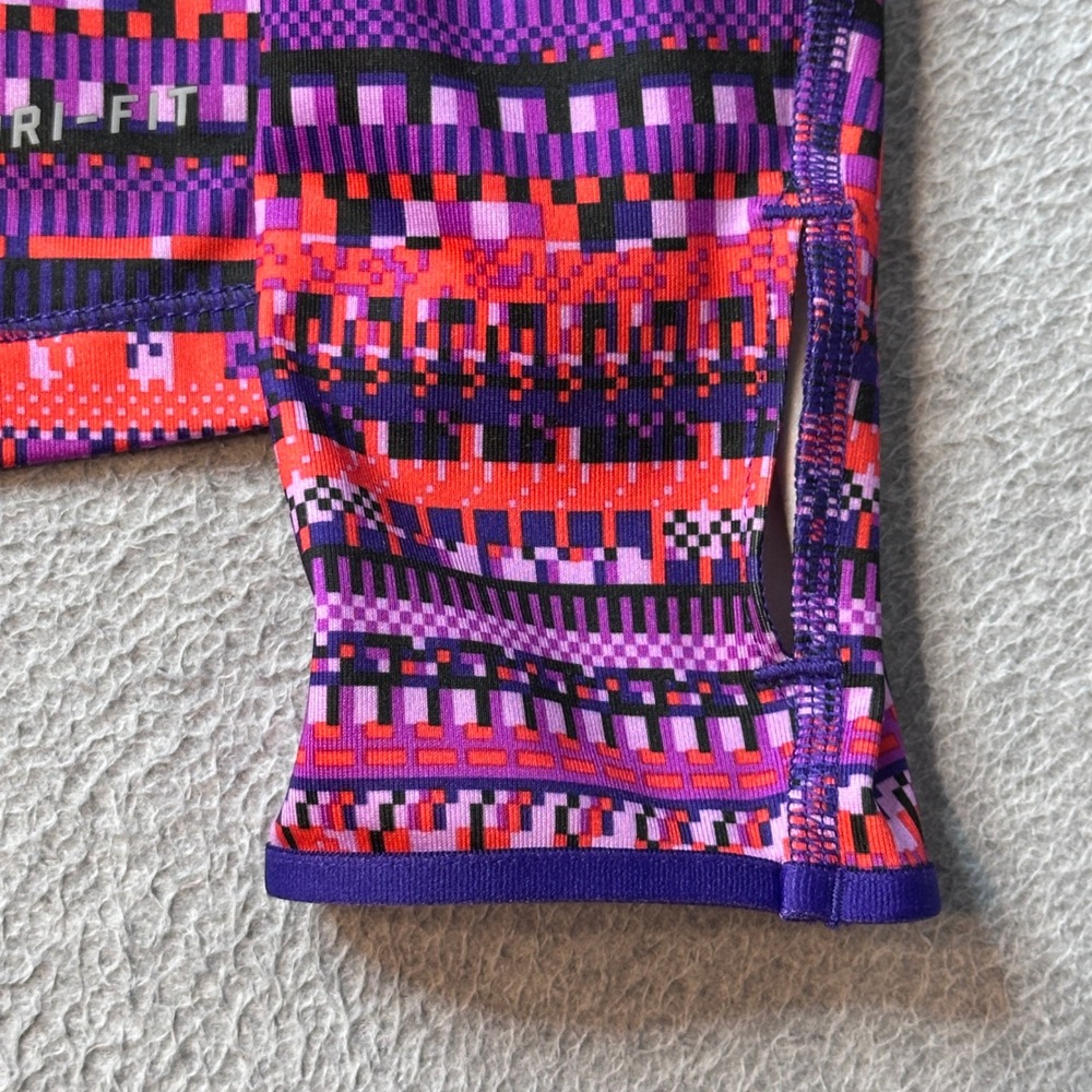 Nike Pro Pullover Womens L Purple Dri-FIT 1/4 Zip Geometric Print 685681-696 - Picture 8 of 13